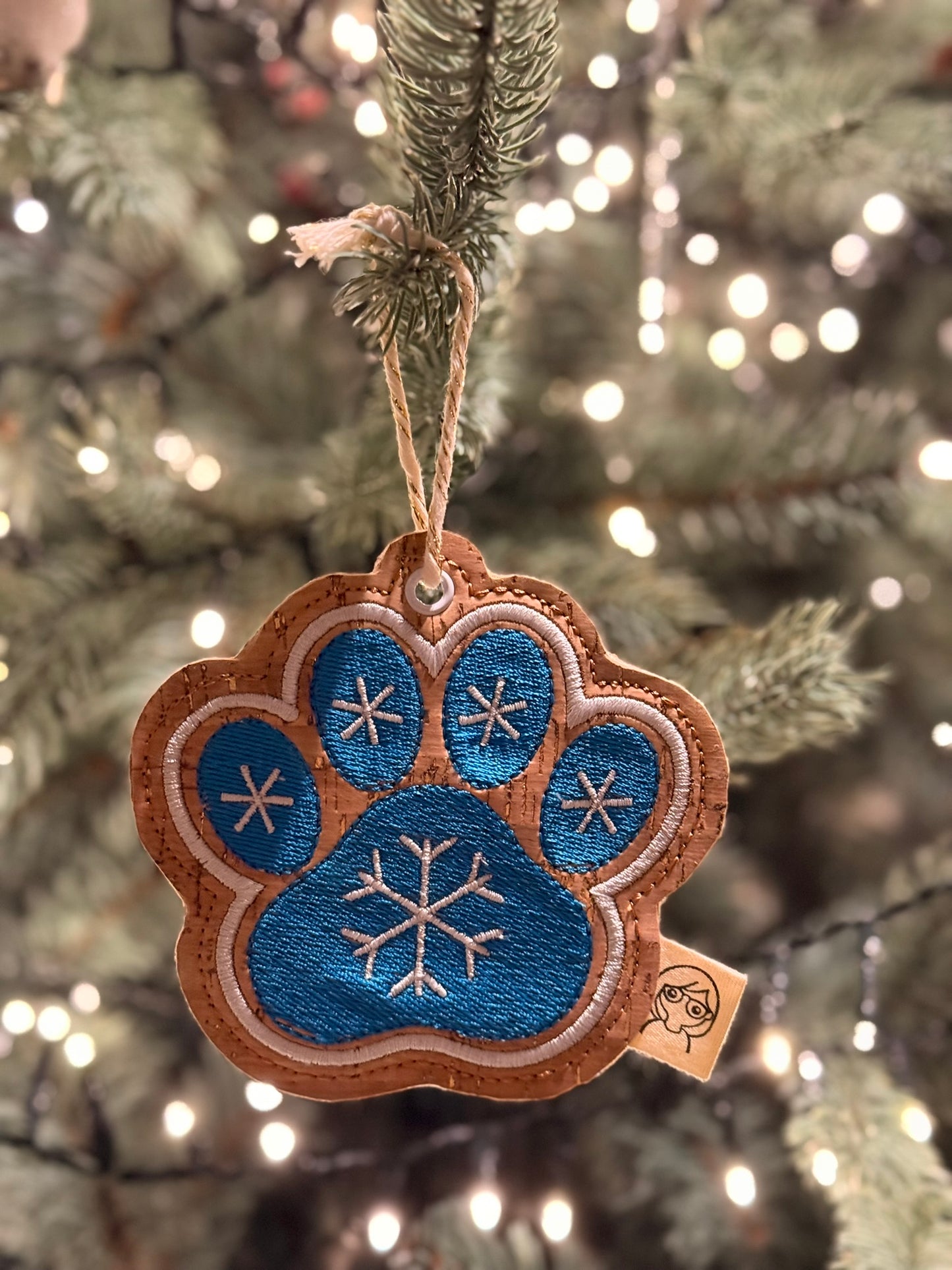 Kerstdecoratie - Geborduurd 'Poezenpootje'