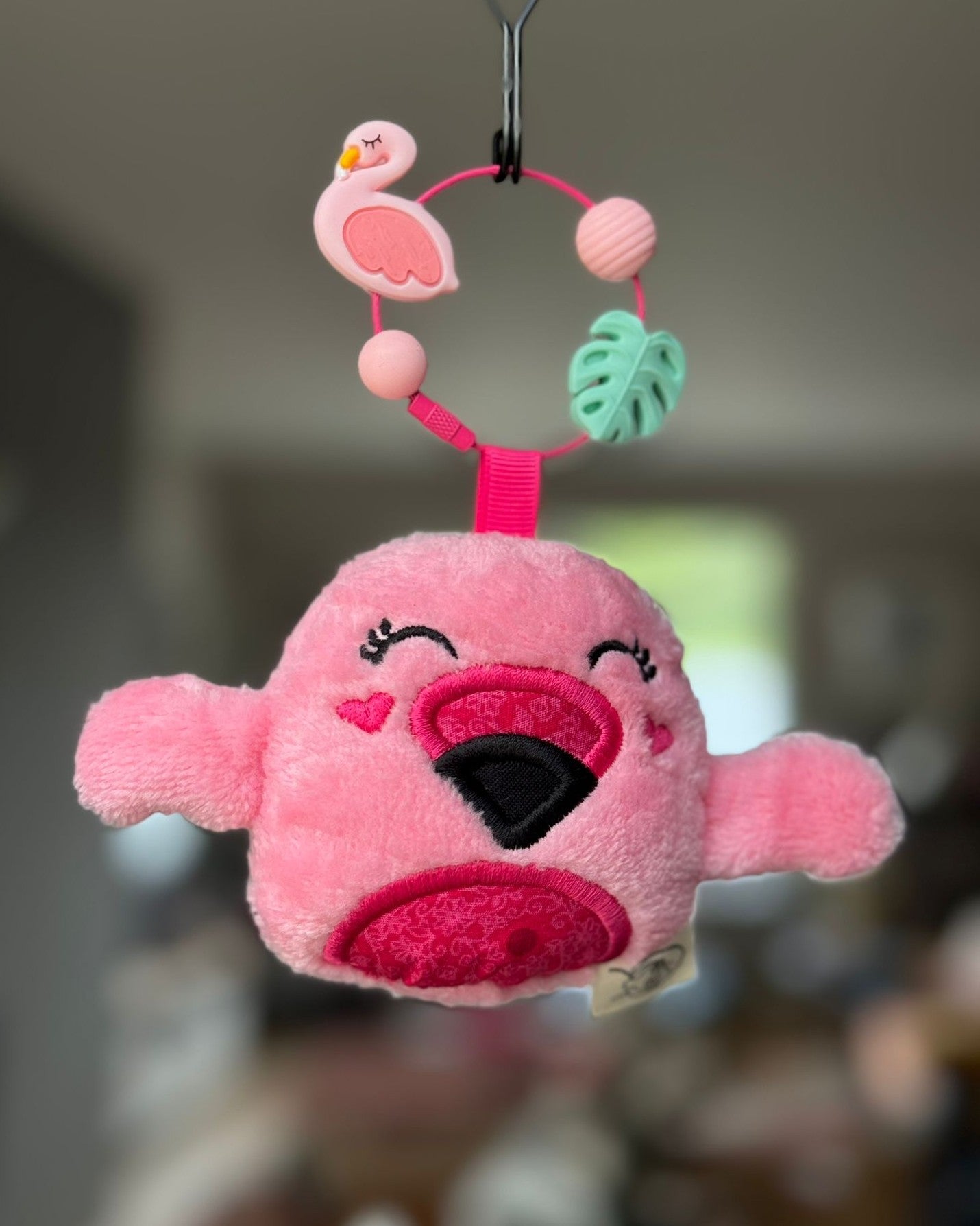 Geborduurde Sleutelhanger Flamingo