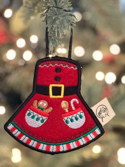 Kerstdecoratie - Geborduurd Miniatuur Keukenschort