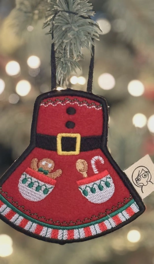 Kerstdecoratie - Geborduurd Miniatuur Keukenschort